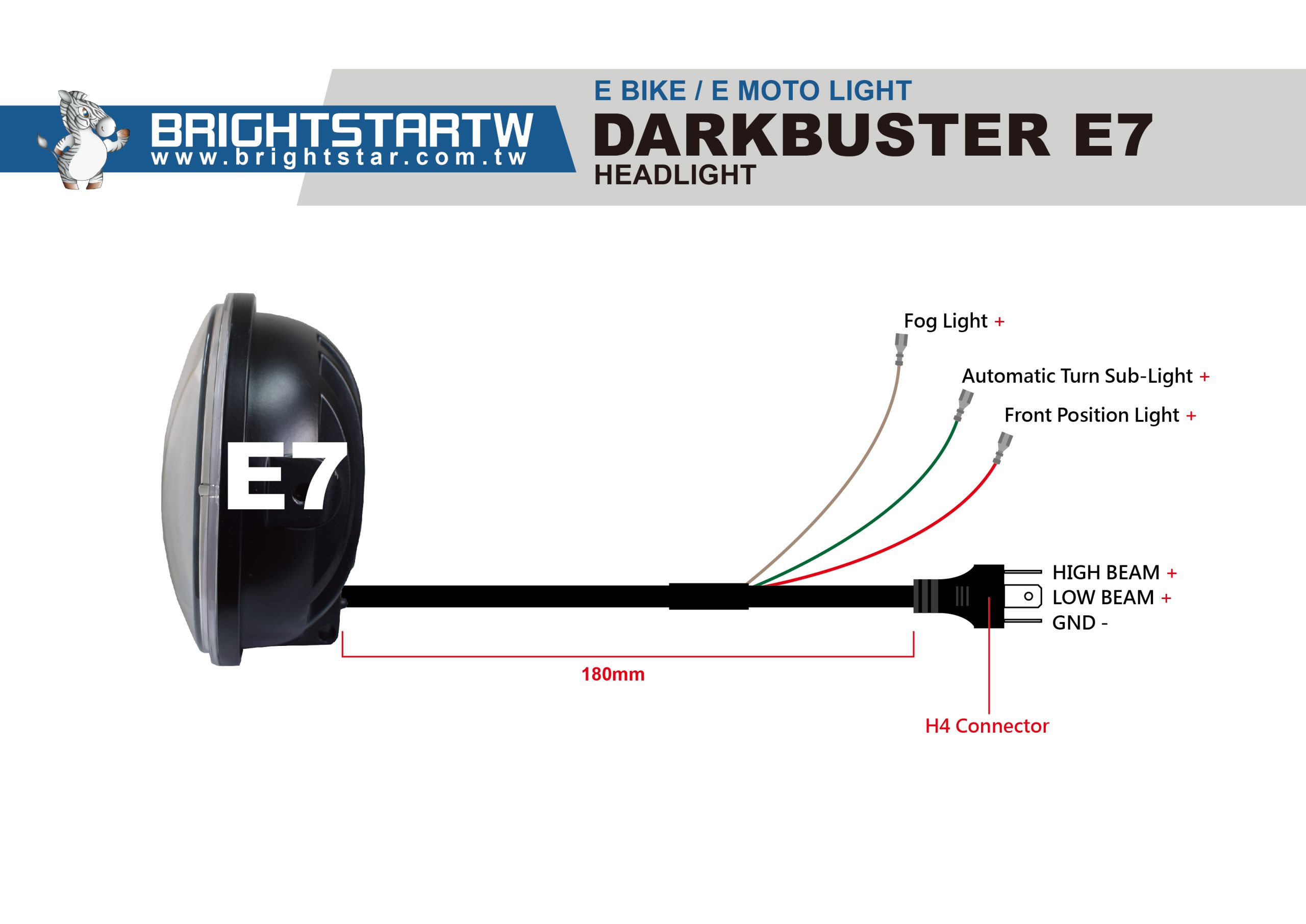 Motorcycle LED Headlight E-MARK DARKBUSTER E7