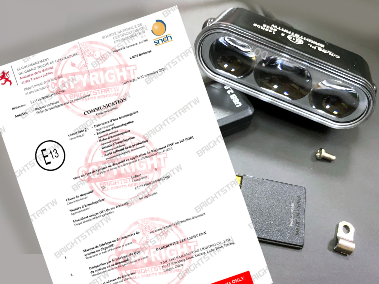E13 certified DARKBUSTER E9-S OEM e-bike headlight