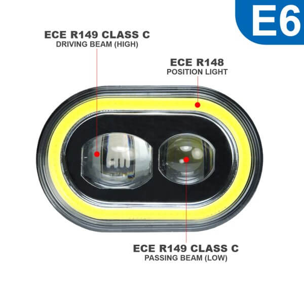 Headlight For Motorcycle E-MARK DARKBUSTER E6-1-1