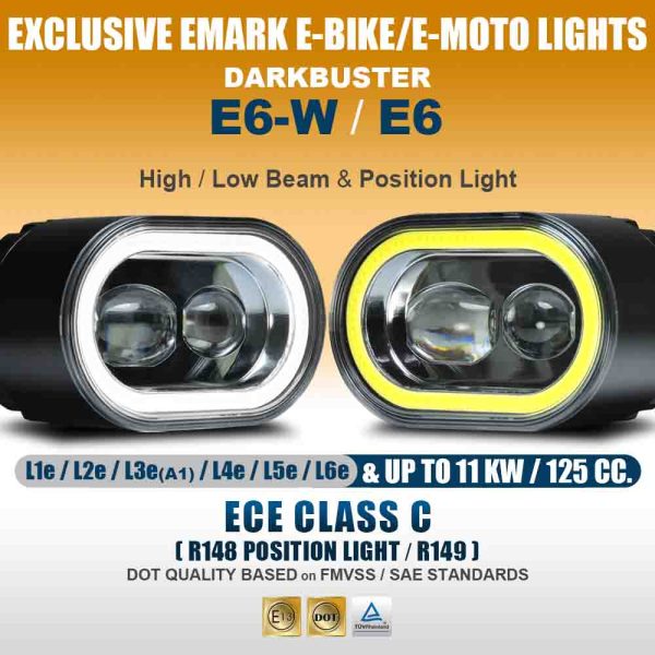 Headlight For Motorcycle E-MARK DB E6-2 RING_NEW