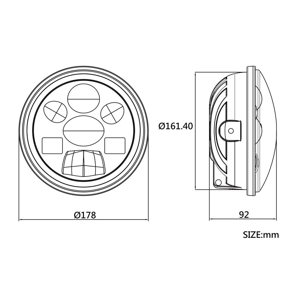 Motorcycle LED Headlight E-MARK DB E7 SIZE