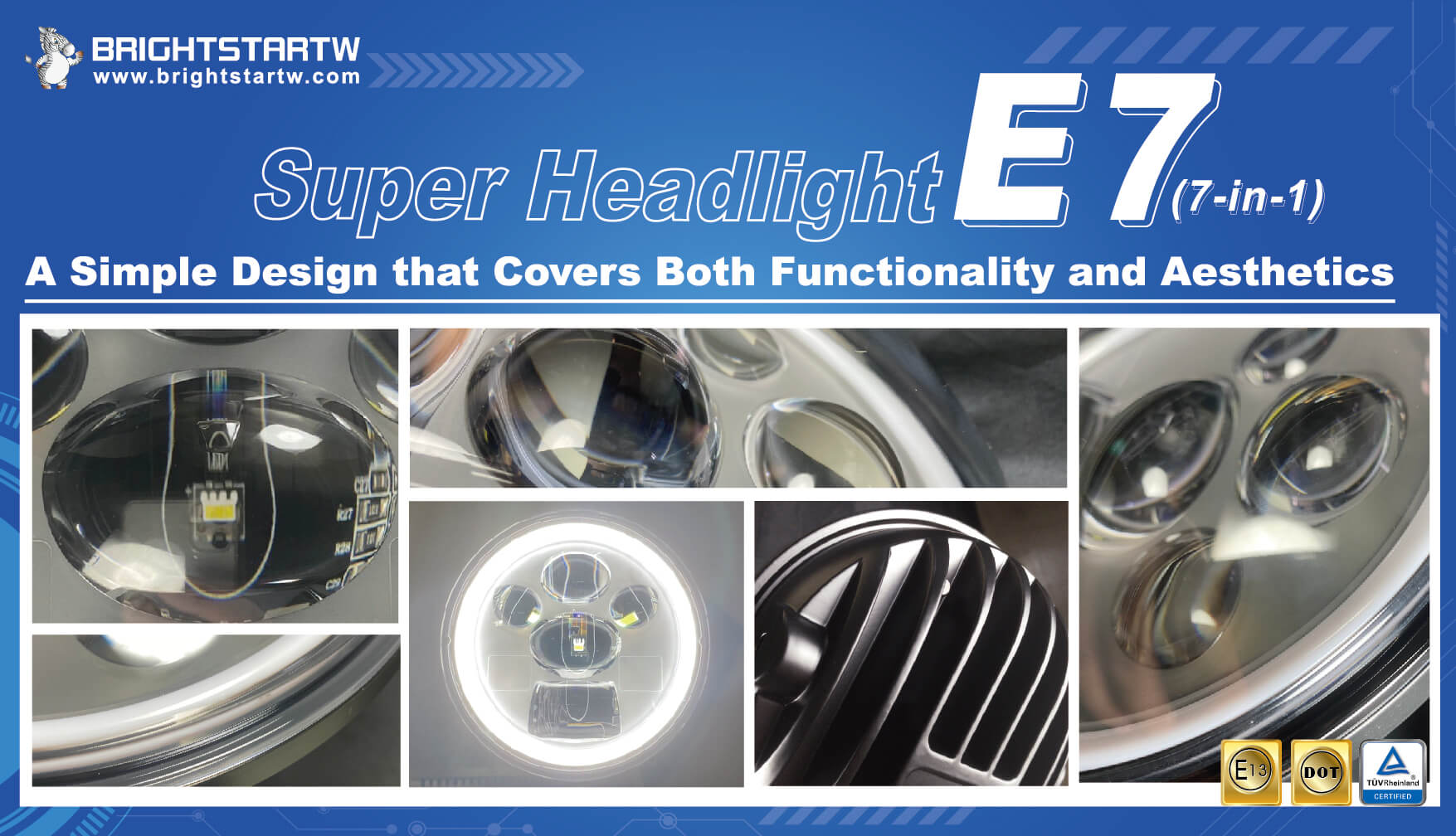 7 Inch LED Headlight E-MARK E7 (L1e~L7e) Component Descriptions_B