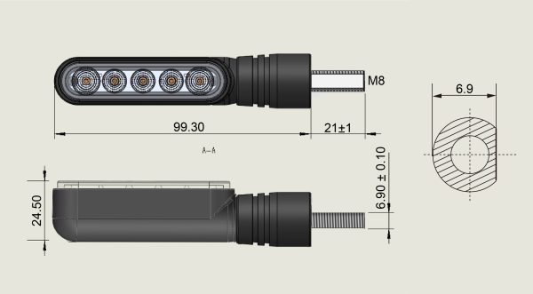 Motorcycle Indicator DARKBUSTER AT1-F (Solid)