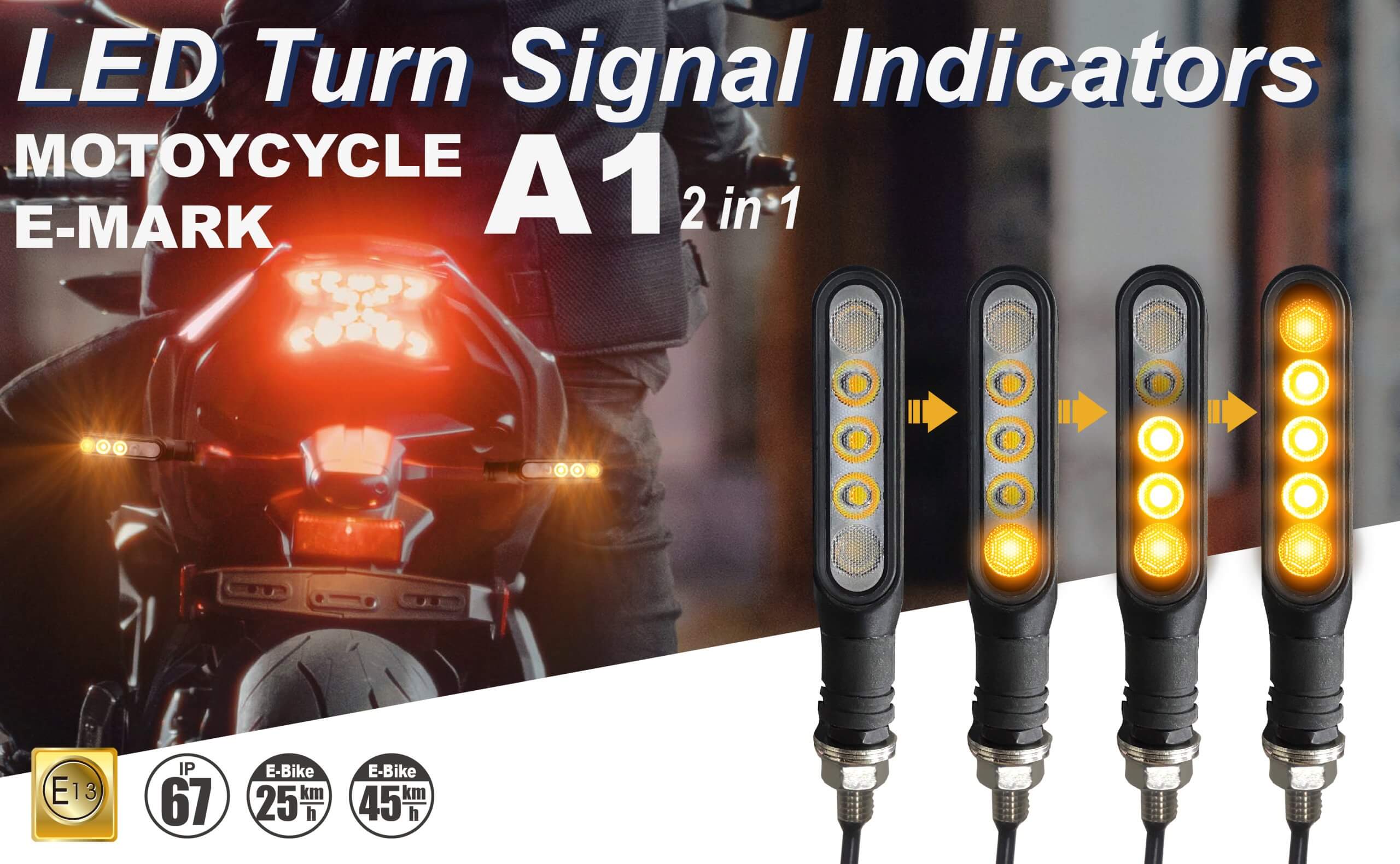 Turn Signal Light For Electric Motorbike E-MARK DB A1 (Solid)-3