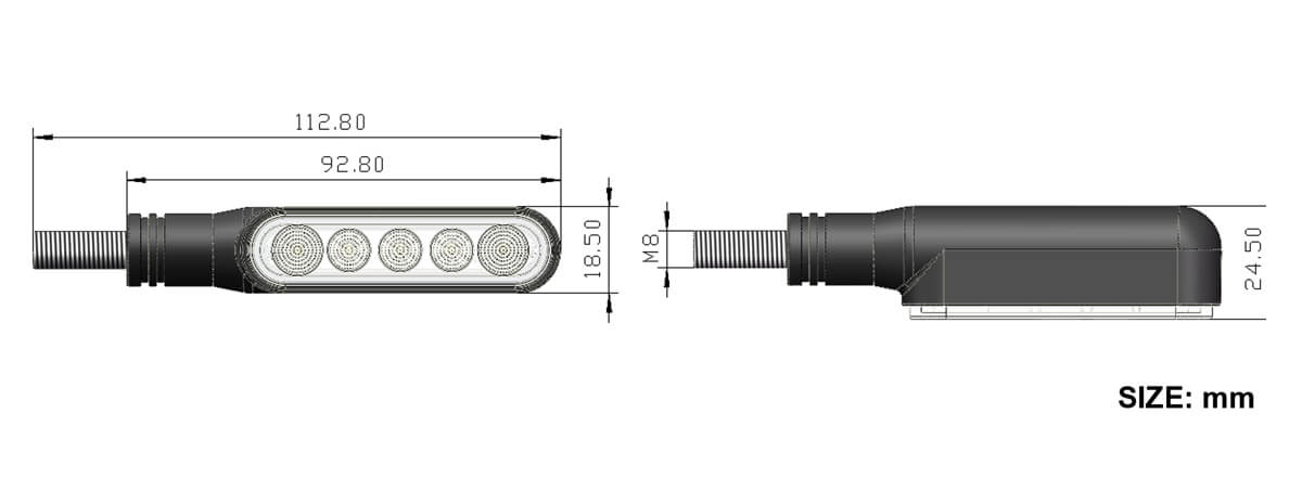 Turn Signal Light For Electric Motorbike E-MARK DB A1 (Solid)-SIZE