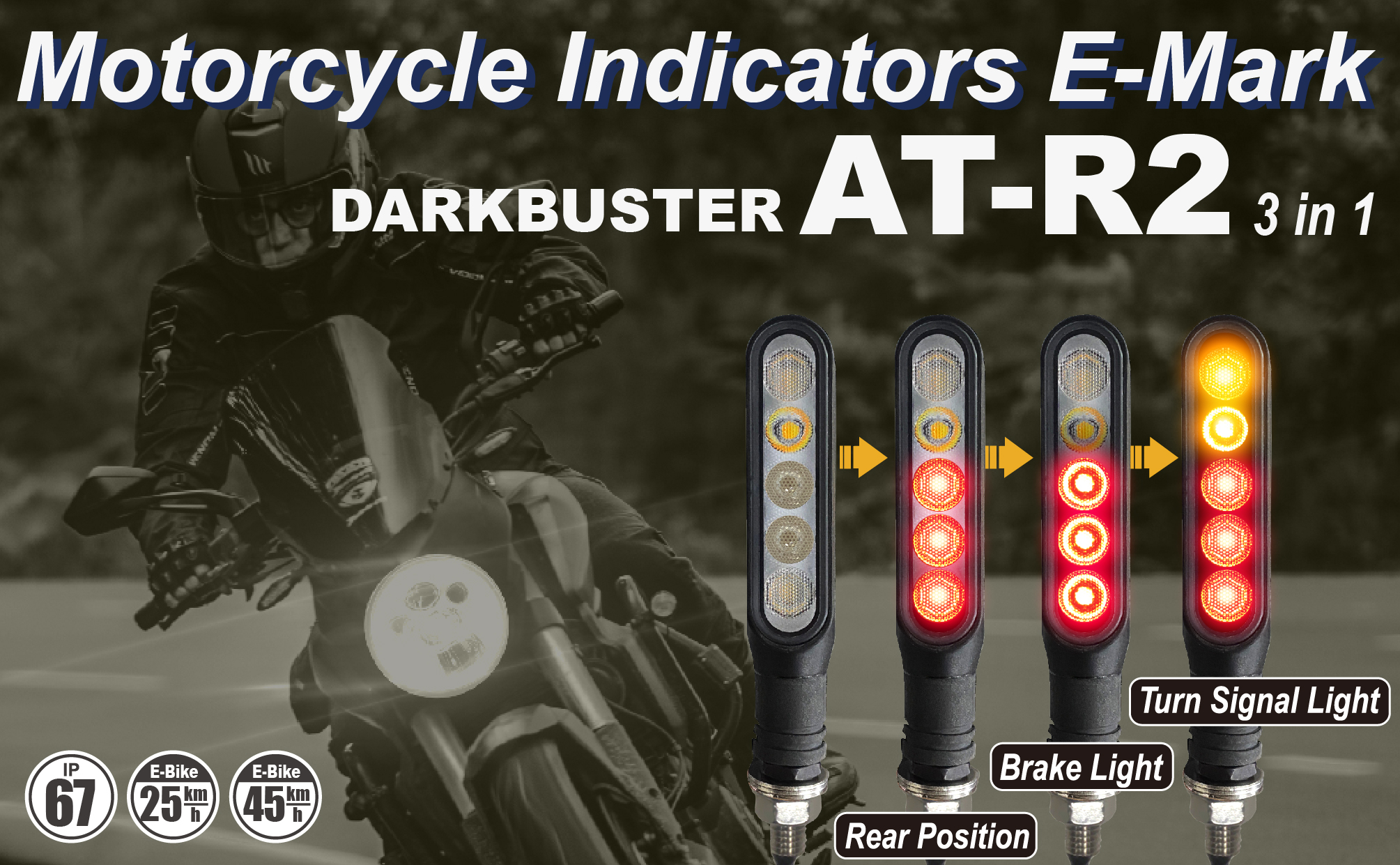 Turn Signal Light For Electric Motorbike E-MARK DB AT-R2