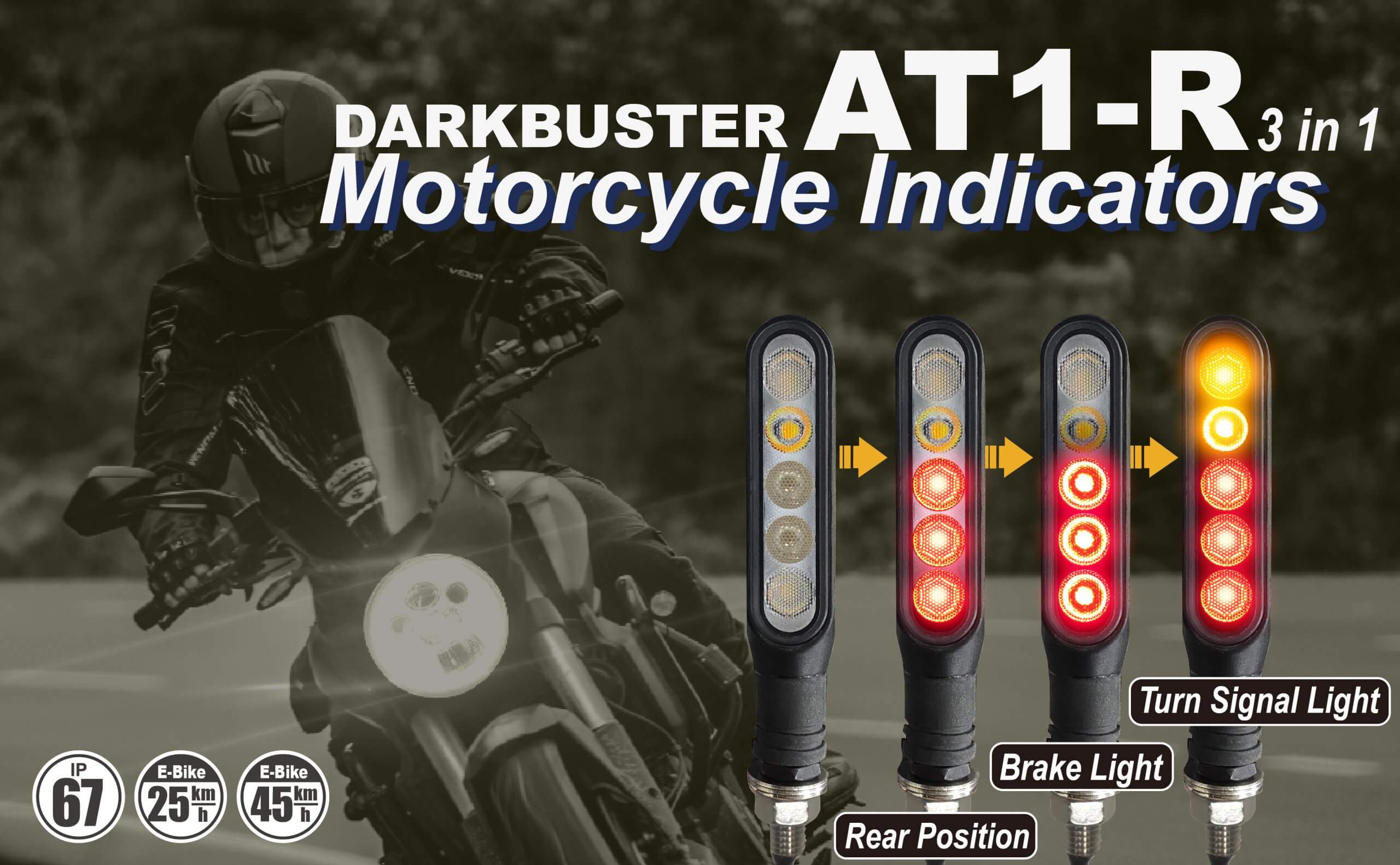 Turn Signal Light For Electric Motorbike E-MARK DB AT1-R (Solid)