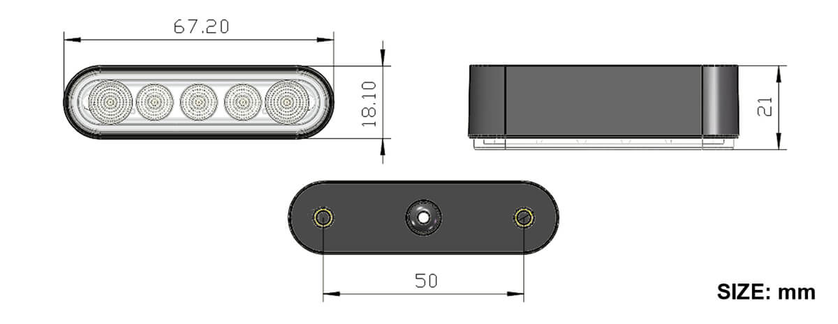 Turn Signal Lights For Electric Bike E-MARK DB A1 (Flat) SIZE-2