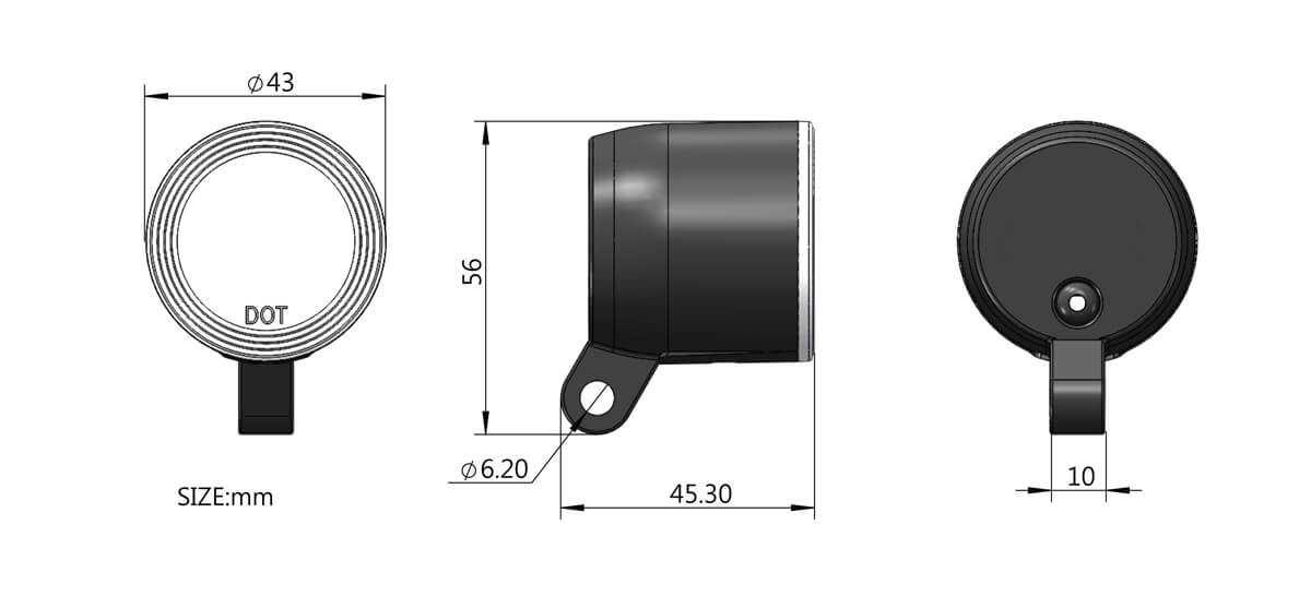 LED Driving Lights For Motorcycles E-MARK DB 11 size